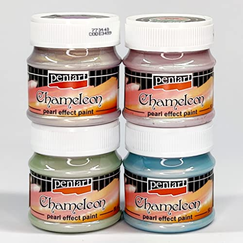 Zita's Creative Acrylfarbe Chamäleon in Set 4x50ml - Set 2. Perlmuttfarbe, Bastelfarbe, Acrylfarbe