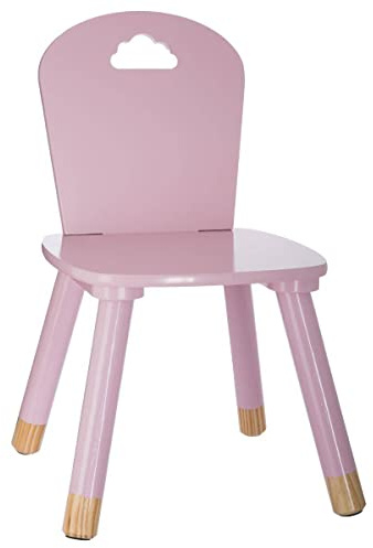 ATMOSPHERA CREATEUR D'INTERIEUR Silla de Madera para niños-Decoración Nube-Color Rosa, L. 28 x l. 50 x H. 28 cm