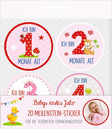 Meilenstein-Sticker - BabyGlück - Babys erstes Jahr (rosa): 20 Meilenstein-Sticker für die schönsten Erinnerungsfotos