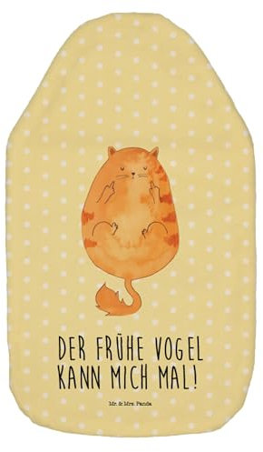 Mr. & Mrs. Panda Wärmflasche Katze Frühaufsteher - Geschenk, Katzenartikel, Kaffee, Kater, Katzen, Miau, Katzendeko, Kinderwärmflasche, Kleine