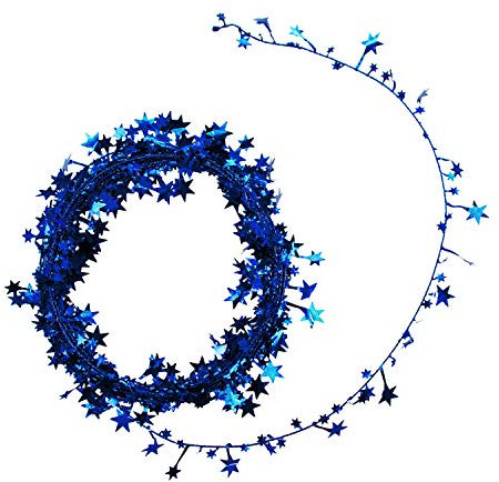 Oblique Unique Stern Foliengirlande Blau 7,5m - Glitzernde Stern Girlande Lametta Deko für Weihnachten Silvester Geburtstag Party Hochzeit Karneval Fasching JGA Tischdeko & Hängedeko