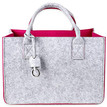 Schramm® Filztasche in 7 Farben 40x27x27cm Kaminholztasche Einkaufstasche Aufbewahrungstasche Filz Tasche Filztaschen, Farbe:pink