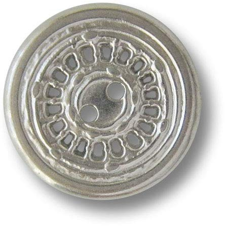 5er Set ausgefallene silberfarbene Zweiloch Metallknöpfe mit Durchbruchmuster, Ø: ca. 30mm
