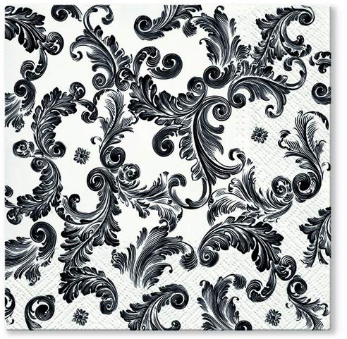 20 Servietten Source of Fame black - Barockranken schwarz 33x33cm