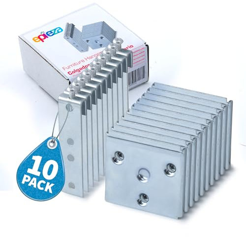 EPIEZA Set di ganci per testiere, testiere, mobili da cucina, armadietti, include un bastoncino e una piastra di supporto. Accessori per appendere mobili da cucina. (10)