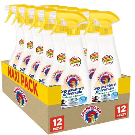 Chanteclair - Sgrassatore Universale Spray, Superpotente, Profumo di Limone, Formula Originale - 12 Flaconi da 750 ml