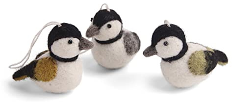 3 x Baumschmuck Filz Vogel Spatz I Baumkugeln Weihnachten Filz-Anhänger Baumschmuck