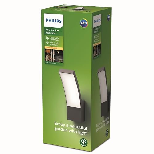 Philips Lampada LED da parete, per Esterni, Grado di protezione IP44, Luce Bianca Calda 2700K, Antracite