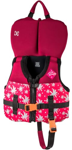 RONIX Girl's Laguna CGA Life Vest | Durable Neoprene Coast Guard Approved Swimming Life Jacket for Boating and Watersports with Plush Inner & Back Supportive Foam, Plum, Infant/Toddler