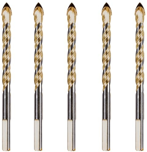 5 x Rennie Tool 6mm x 100mm Long Multi-Material Tile Drill Bits Set | For Porcelain Tiles Ceramic Granite Marble Masonry Glass. Tungsten Carbide Drill Bits / TCT Tipped 6mm Drill Bit Sets