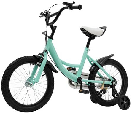 RainWeel Kinderfahrrad 16 Zoll Kinderrad mit Stützrädern Jungen Mädchen Fahrrad Sitz und Lenker Verstellbar Kohlenstoffstahl-Legierung (Grün)