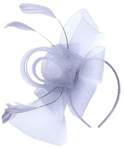 Topkids Accessories Fascinator for Women - Elegant Wedding Fascinators with Headband, Perfect Hair Accessory for Wedding Guests (Grey)