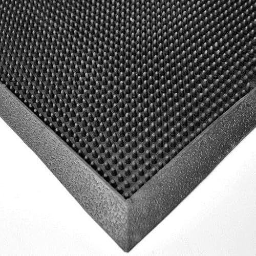 Fußmatte Gummimatte mit Anlaufkante – Fußmatte Außen & Innen, Schmutzfangmatte Gummi Schwarz mit Spikes, rutschfeste Türmatte Wetterfest, Flacher Fußabtreter (60 x 100 cm)