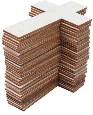 Adornos de Madera, 36 Piezas Pequeño Crucifijo de Madera Cruz de Madera Vintage Cruces de Madera Colgante Adecuado Cruces de Madera en Bruto para Bricolaje de Madera, Decoración Mural para el Hogar
