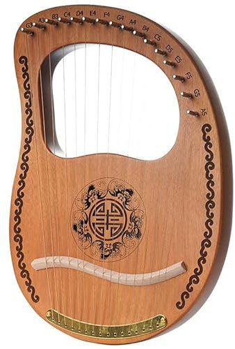EIERFSKIOT Leier Harfe 16-saitige Lyra-Harfe Massivholz geschnitztes Box-Saiteninstrument mit Stimmschlüssel