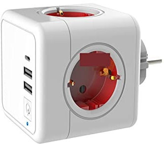 Tira de protección contra sobretensiones Enchufe de tira de alimentación USB interruptor de filtro de red eléctrica + enchufe tipo C adaptador de extensión de salida inteligente en T ( Color : E02c-re