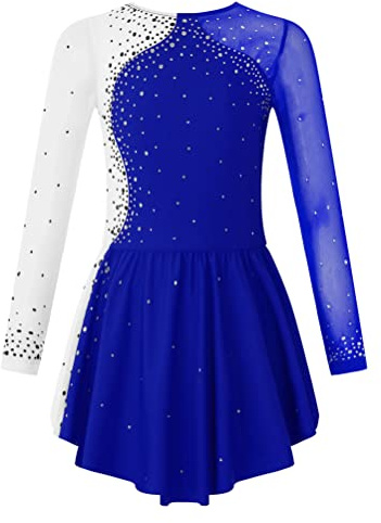 Aislor Eiskunstlauf Kleid Mädchen Langarm Ballettkleid Kinder Tanzkleid Kürkleider Eiskunstlauf Gymnastikanzug Wettbewerb