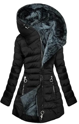 Manteaux Femme Hiver Doublé Polaire Chaud Jacket Chic Et Elegant Grande Taille Manteaux Longue RandonnéE Ski Parka Chasse Blouson ZippéE Sherpa DéContracté Plus éPais avec Capuche