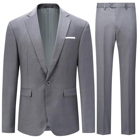 Allthemen kostym herr kostymer slim fit 2 delar business herrdräkt kavaj byxor, LJUSGRÅ, XL