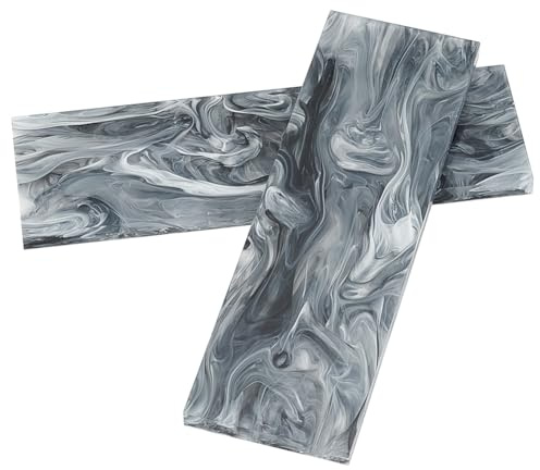 MAYJOYDIY 2pcs Marble Pattern Acrylic Knife Handle Scales Black Knife Grips Sheets Scales Slabs Making Rectangle Handle Tool 6.3×2×0.27inch for DIY Crafts