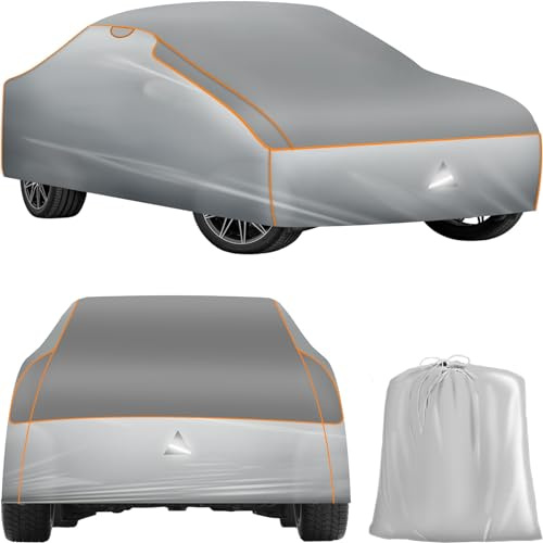 tectake® Funda para Coche Exterior, Impermeable y Transpirable, Lona para Coche Antigranizo, con Reflectores y Bolsa de Almacenamiento, Compatible con Muchos Modelos - tamaño S