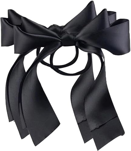 2 Stück Schwarze Ribbon Rope Bowknot Hair Ties, Elastic Hair Band Girl Hair Accessories Ponytail Holders Hair Styling Accessories