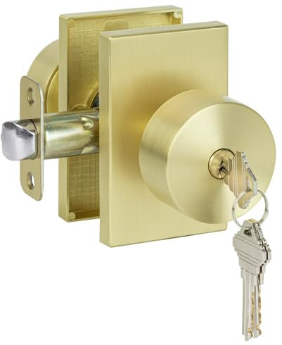 HOSOM 1 pomo rectangular para puerta de entrada, color dorado