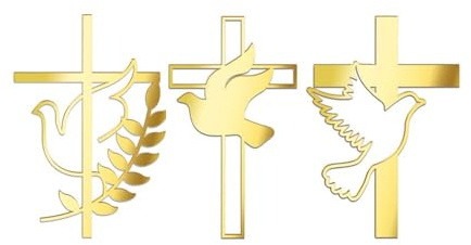 XDGJTBFMY Gold Dove and Cross Acrylic Cake Topper, Baptism, Communion, Baby Shower, 1pc, 4.0 * 5.8 inch