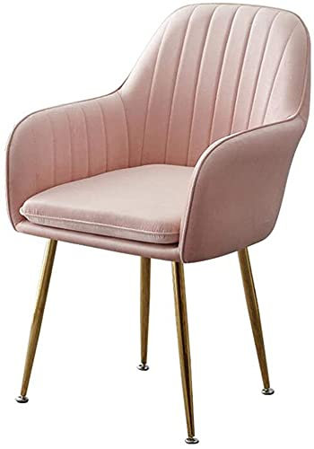 Widppsopt Esszimmerstuhl aus Samt, Wohnzimmersessel mit Metallbeinen, Sitzfläche und Rückenlehne aus Samt, Küchen-/Wohnzimmer-Thekenstühle (Farbe: Rosa)