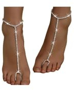 KYHNG 1Pair Simple Summer Beach Rhinestone Foot Chain Toe Jewelry for Women Wedding Bridal Crystal Barefoot Sandals Bikini Rhinestone Anklet Bracelet Foot Accessories Jewelry (Silver)