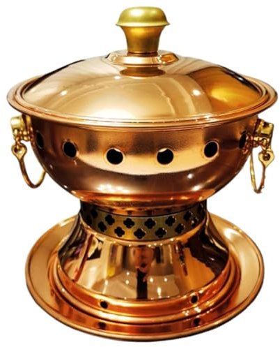 Chinesische Kupferpfanne, Hot Pot Mini-Kochtopf-Kochgeschirr, Kupferkocher Spirituskocher, Outdoor-Hot-Pot-Kochgeschirr Picknickkocher Chinesisches Fondue, for die Party im Restaurant zu Hause