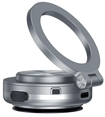 Electric Magnetic Car Phone Mount Holder with Vacuum Suction Cup - Universal in Silver
