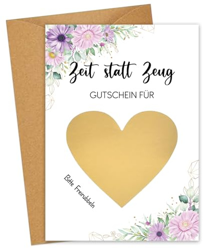 JOYEASE Zeit statt Zeug Gutschein zum selber ausfüllen - Rubbelkarten zum selber beschriften als Geburtstagskarte, Wunschgutschein - Gutscheinkarte für gemeinsame Zeit