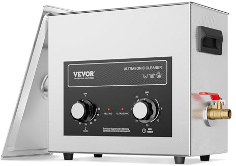 VEVOR Nettoyeur à Ultrasons Numérique 6 L, Bac Ultrasons 180 W, Appareil de Nettoyage Ultrasonique Professionnel avec Minuterie, Chauffage et Panier, pour Pièces Automobiles, Bijoux, Lunettes, Labo