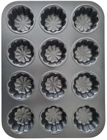 U COOK Muffin Tray Quality Non-Stick Cup Cake Trays 12 Hole Ridged Baking Pan. Deep Carbon Steel. Easy Clean. 35cm x 26cm x 3cm. Wholes Measure 7cm x 3cm.