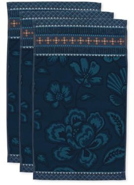 Pip Studio Gästehandtuch Set/3 Jasmin Jacquard Dunkelblau 30x50cm
