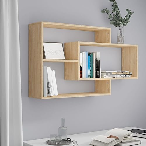 Myheimly andregale Bücherregale Hängeregale Wandregal Bücherregal Regale mit 3 offenen Fächern Schweberegale 104x20x58,5cm Holzwerkstoff Sonoma Eiche