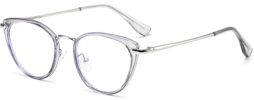 YAMEIZE Katzenauge Blaulichtfilter Brille für Damen Retro Cateye Rahmen Blaulichtfilter Anti Blaulicht Brille Computerbrille Lesebrille