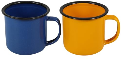 Yardwe Confezione Da 2 Tazze Da Caffè Smaltate Campeggio Tazze Campeggio Piccole In Metallo Smaltato Per Escursioni Al Chiuso All'aperto Viaggi Pesca Picnic ()