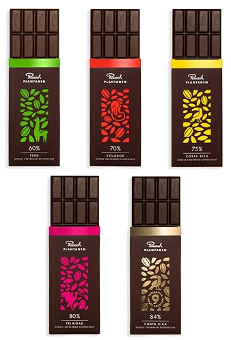 Rausch Edelkakao Schokolade Set – 5 Tafeln dunkle Schokolade (je 125 g) –edles Geschenk mit tropisch fruchtiger Note – Vegan und Zartbitter