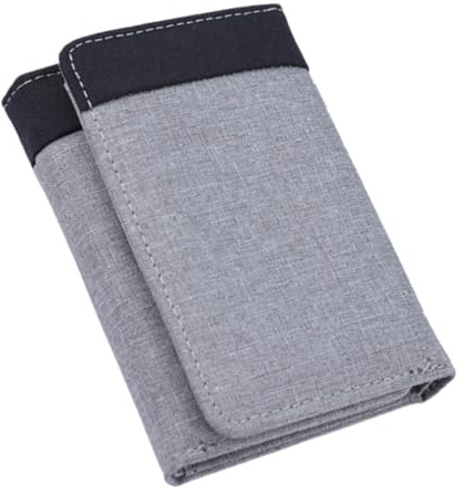 LALADEFIEE Canvas Small Wallet for Men, Tri-fold Denim Credit Card Holder Pouch in Grey, Travel Id Card Organizer and Change Pouch for Outdoor Use