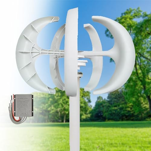 Generatore Eolico Verticale da 16000 W - Turbina con Uscita 12 V/24 V/48 V con Controller, Design aerodinamico a 3 Pale, Regolazione Automatica del Vento, Ideale per Barche, Gazebo, Case Mob