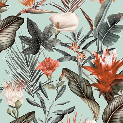 Debona Floral Duck Egg Flowers Tropical Jungle Wallpaper 5071