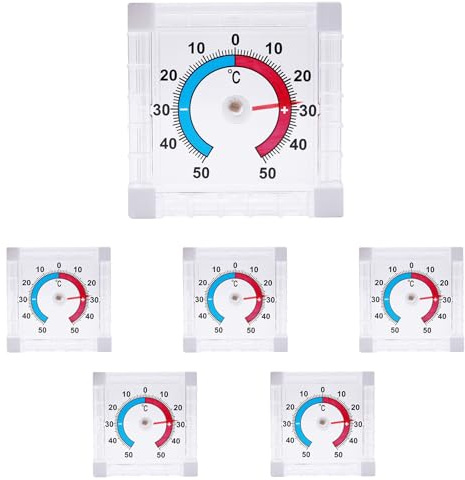 ZHIYUQL 6 unidades de termómetros para ventanas y exteriores, digital, resistente a la intemperie, con precisión, sin pilas, para ventanas y exteriores, color blanco (7,5 x 7,5 x 2,5 cm)