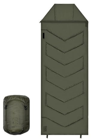 Fockety Winter Sleeping Bag for Adults, -10℃ to 5℃ Warmth Wide Space Windproof Rainproof Camping Sleeping Bag, with Compression Stuff Sack, for Outdoor Backpacking (Wind Green)