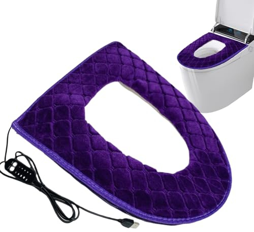 Coprisedile per WC riscaldato - Riscaldatore per sedile del WC alimentato tramite USB | Morbido velluto a quadretti multistrato rimovibile/lavabile con 5 livelli di temperatura regolabili | Assistenza