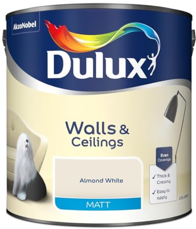 Almond White Walls & Ceilings Matt Emulsion Paint 2.5L – Smooth Creamy Finish, Quick Dry, Low VOC, Easy Application for Interior Walls & Ceilings