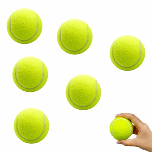 6 Pezzi Palline da Tennis Palline da Allenamento per Principianti Avanzati Recreational Tennis Balls ad Alta Elasticità Colore Giallo per Cani Bambini e Allenamento Sportivo