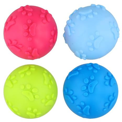 Amexo 4Stück Hundespielzeug Bälle, Hundeball Quietschend Unzerstörbar, Interaktive Hundebälle mit Quietscher, Hund Kauspielzeug Bälle hundeball Schwimmfähig für Welpen Kleine und Mittelgroße Haustiere