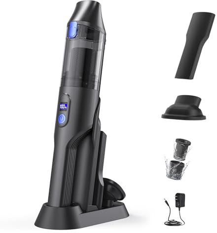Cordless Lightweight Handheld Vacuum Cleaner, 20000 Pa High Power Min Handheld Vacuums, Car Vacuum Cleaner with Boost Mode, 35 Mins Runtime & Digital Display, Crevice Tool & Brush Tool